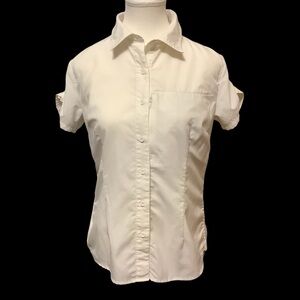 THE NORTH FACE WHITE VAPOR WICK BUTTON DOWN SHORT SLEEVE TRAIL SHIRT/ Size M